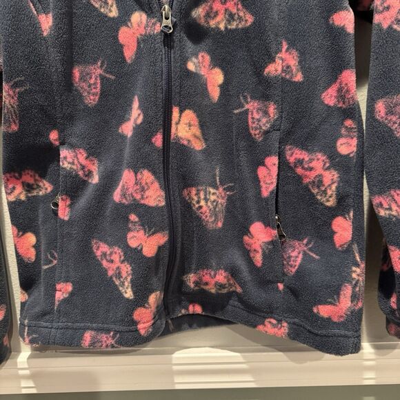 Columbia Youth Girls BUTTERFLY Fleece full Zip Jacket PINK BLUE size L 14/16 - Picture 4 of 6